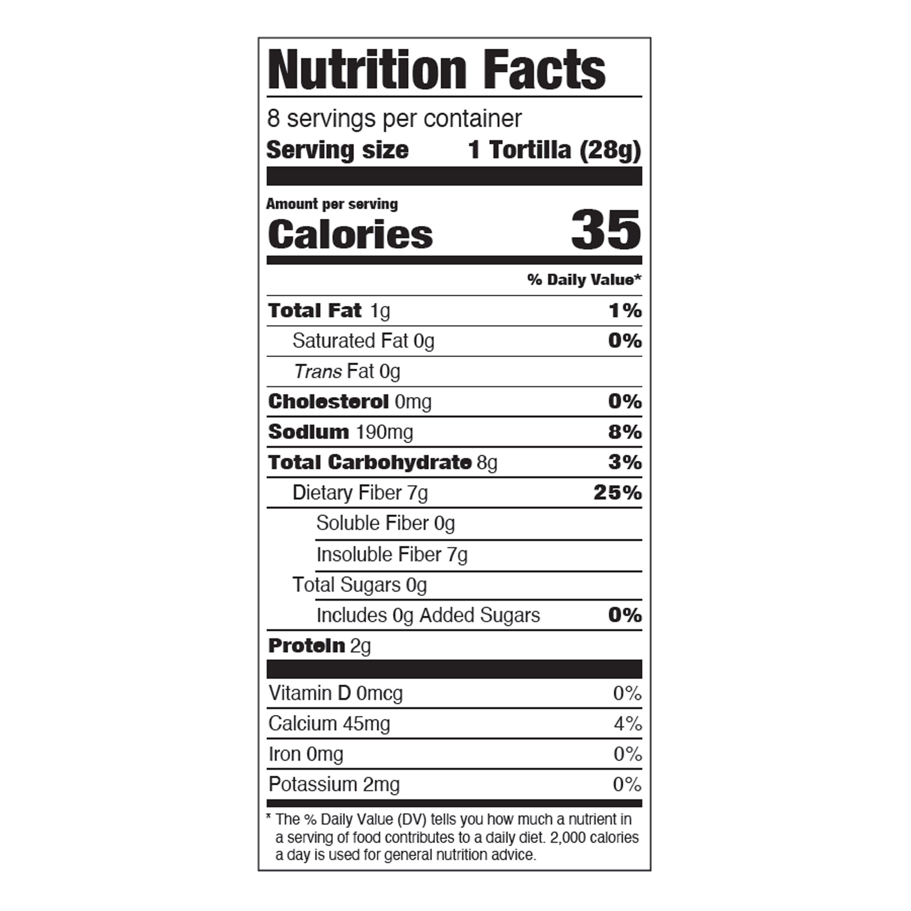 Our Jalapeno Tortilla nutrition facts