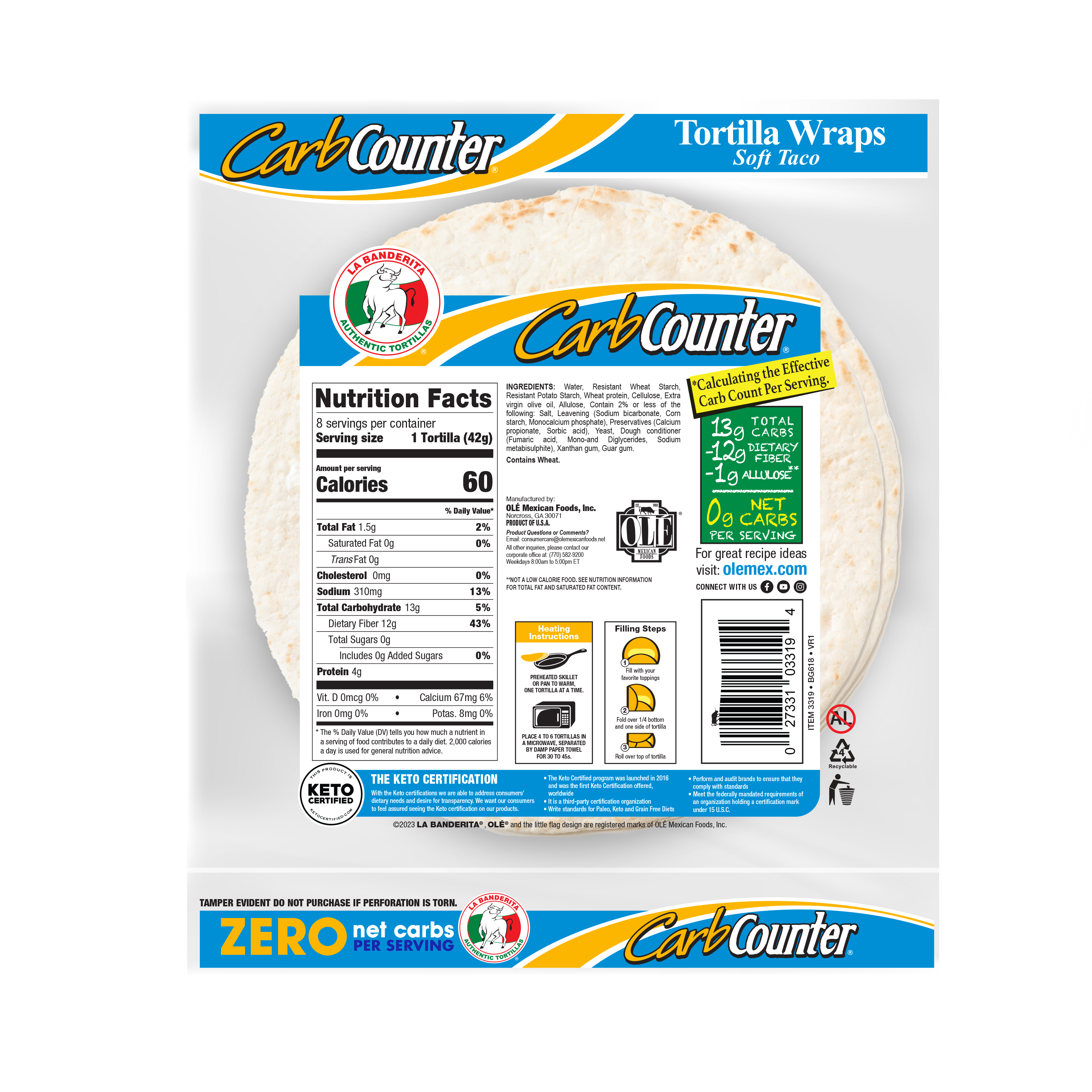 Carb Counter Soft Taco Zero net carb tortillas