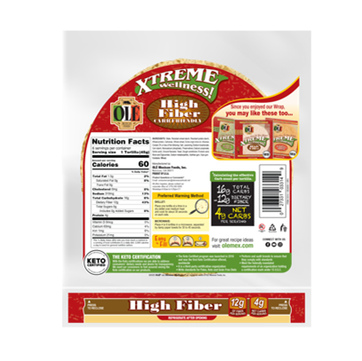 xtreme high fiber tortilla wrap back